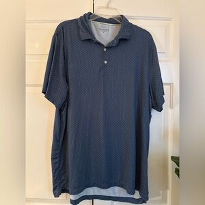 Men’s J.Crew Performance Polo Athletic Shirt  blue polka dot golf Sz XL July 4th
